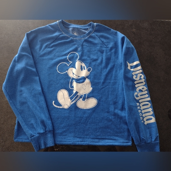 Disney Tops - NWOT, Disney Mickey Mouse Blue & Silver Sweatshirt w/ Disneyland Resort, Women M